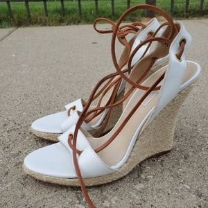 Michael Kors IT white leather wedge espadrilles 38